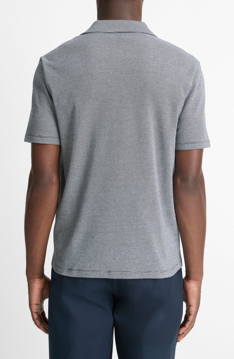 Vince Johnny Collar Houndstooth Cotton Polo, Alternate, color, Coastal/ Optic White