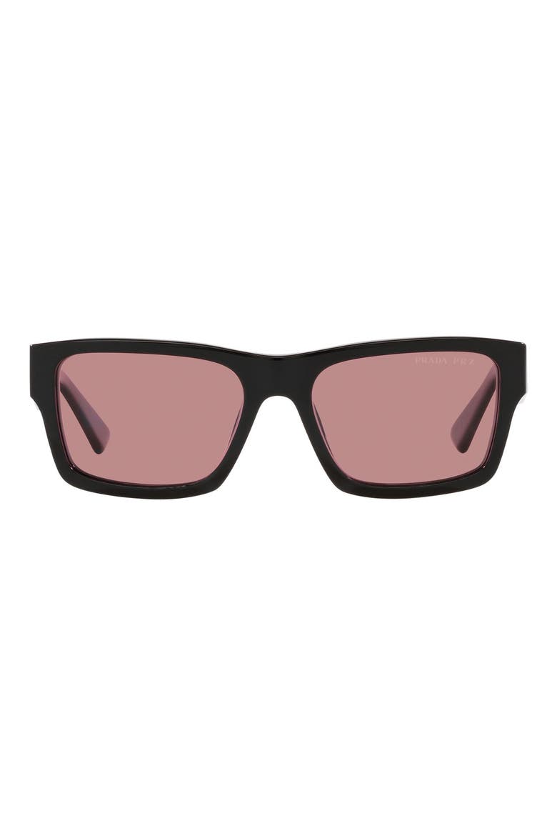 57mm Gradient Square Sunglasses, Main, color, BLACK