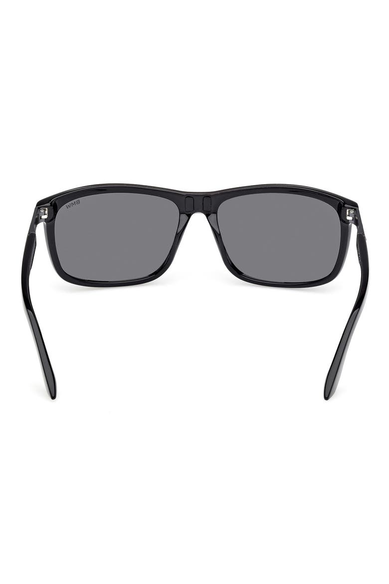 61mm Sunglasses, Alternate, color, SHINY BLACK / SMOKE