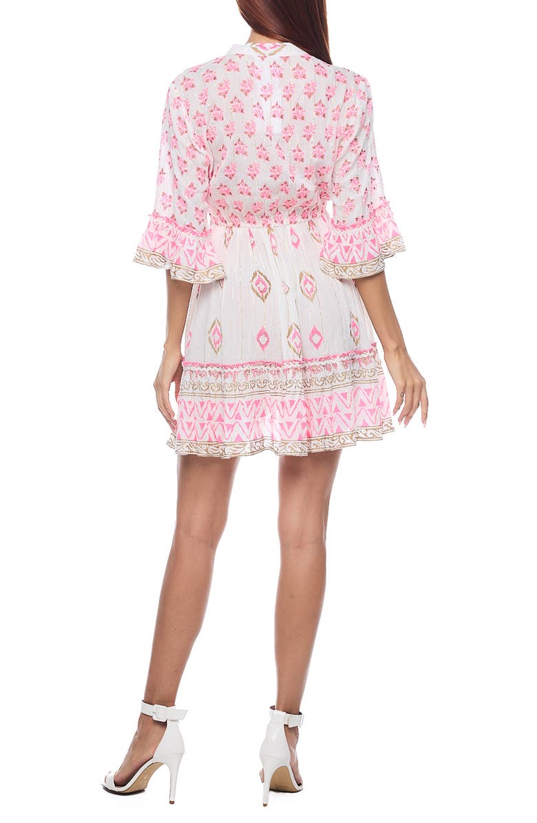 RANEES Plunge Three-Quarter Sleeve Minidress, Alternate, color,