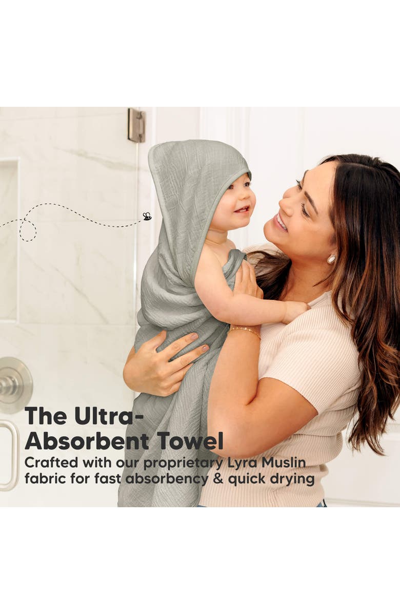 KeaBabies 2-Pack Lyra Muslin Hooded Towels, Alternate, color, Graphite