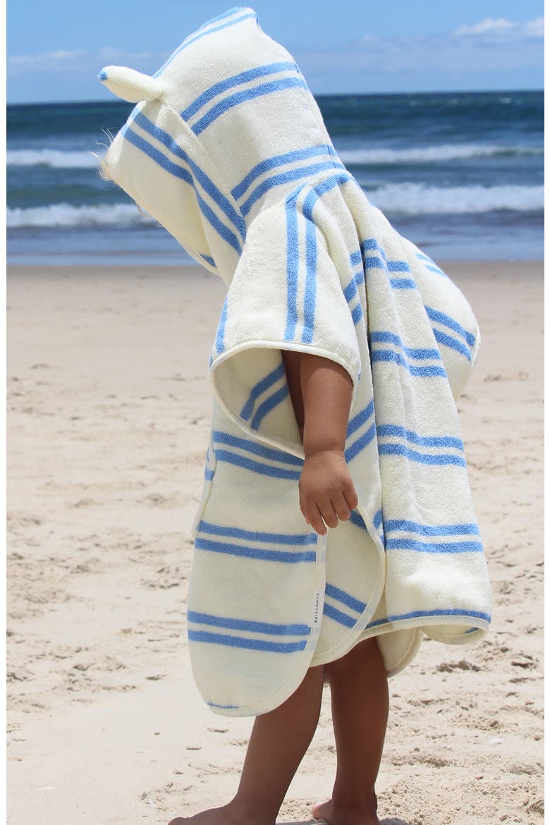 Kids' Sammy Stripe Hooded Terry Towel, Alternate, color, BLUE