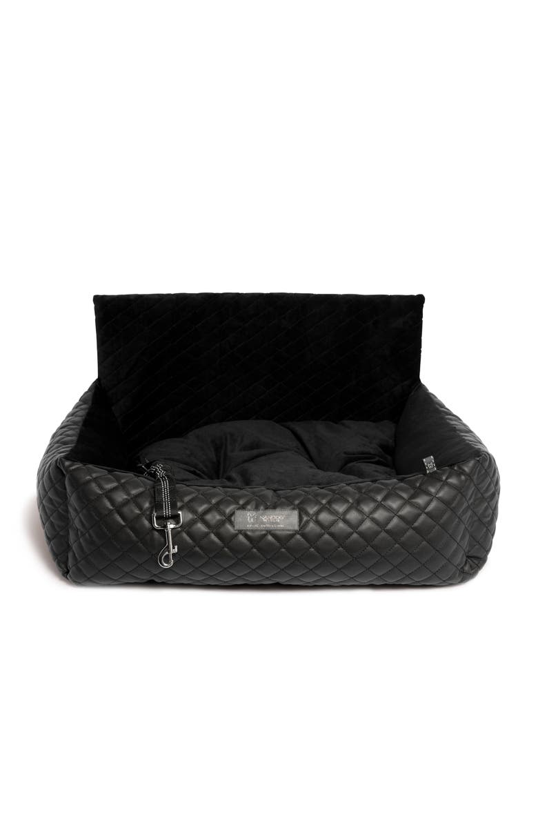 Nandog Pet Gear Dog Car Seat in Jet Black Vegan Leather, Main, color, Black