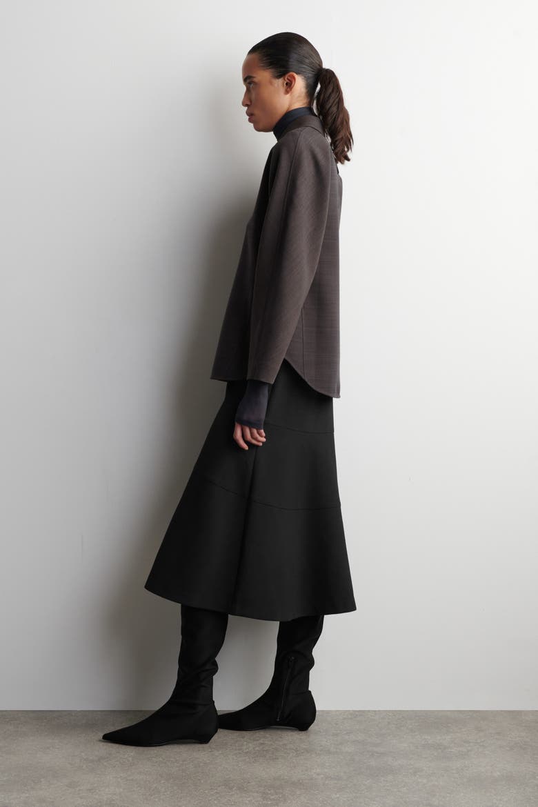 Rounded Wool-Blend Shirt, Alternate, color, BROWN