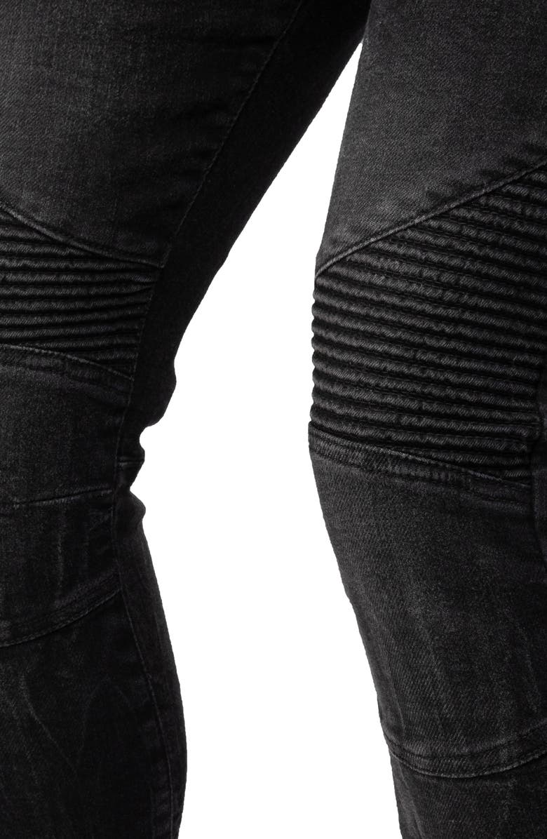 XRAY Raw X Distressed Moto Slim Jeans, Alternate, color, Black Wash