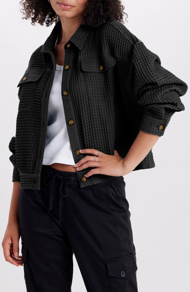 SUPPLIES BY UNIONBAY Waffle Knit Crop Shirt Jacket, Main, color,