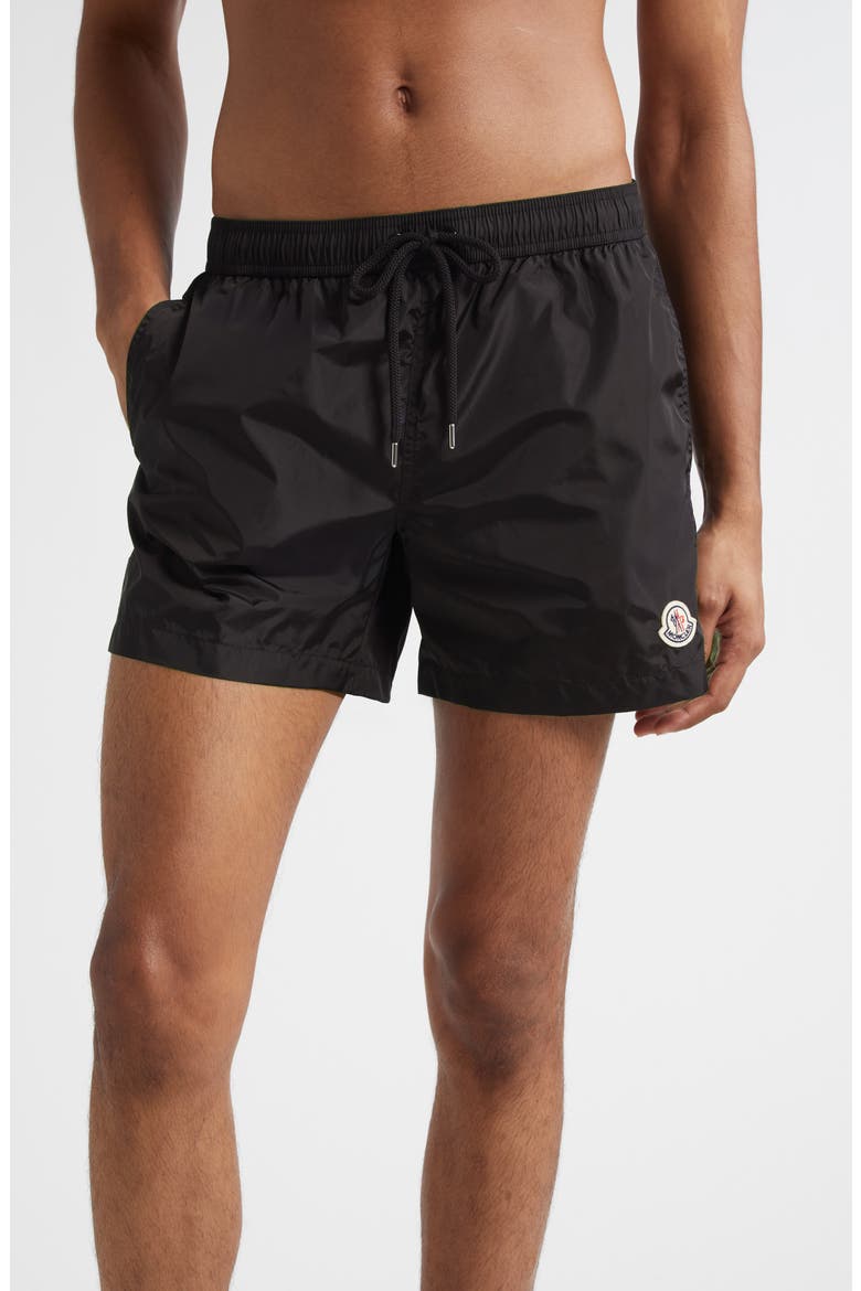 Logo Patch Swim Trunks, Main, color, BLACK