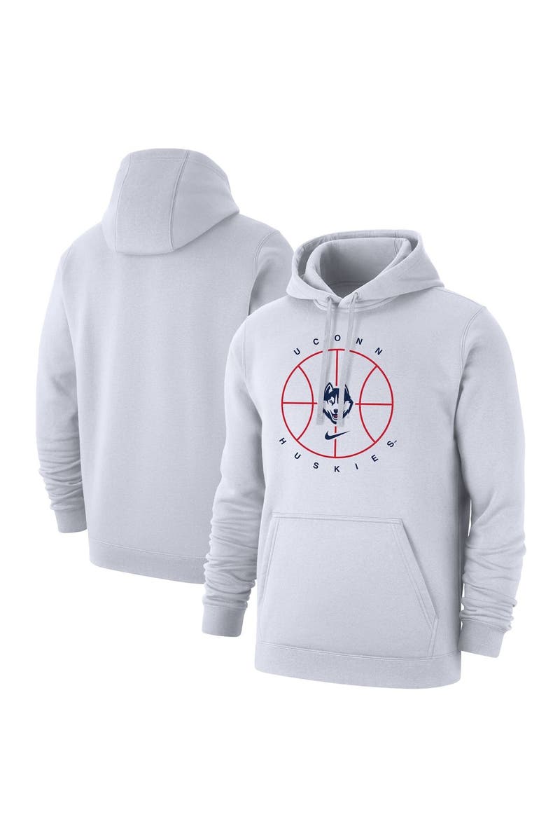 Nike Men's Nike White UConn Huskies Basketball Icon Club Fleece Pullover Hoodie, Main, color,