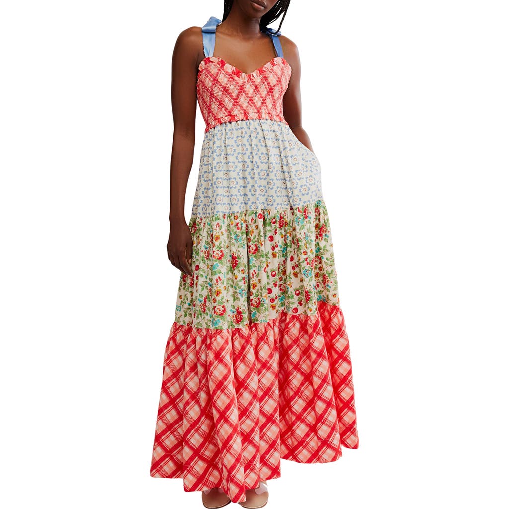 Free People Bluebell Mixed Print Cotton Maxi Dress In Green