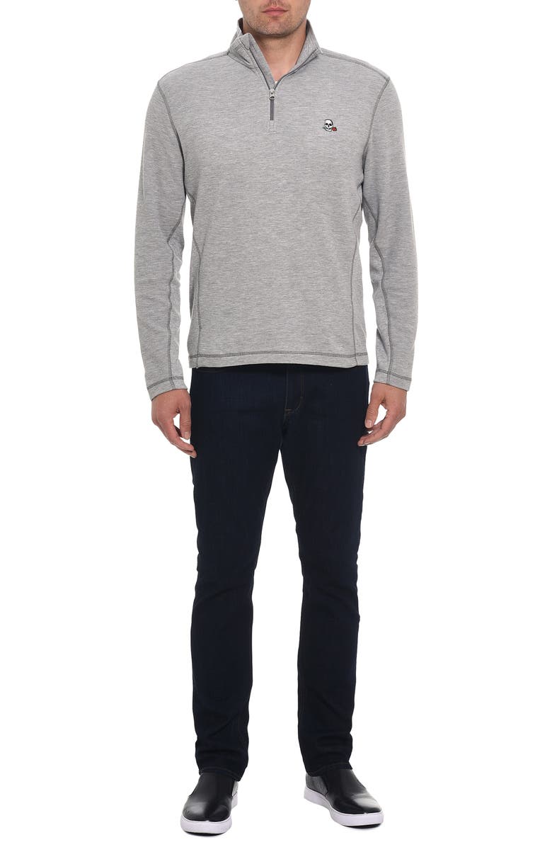 Robert Graham Polaris Embroidered Skull Quarter Zip Pullover, Alternate, color, 
