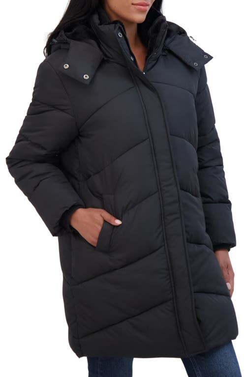 Sebby Quilted Hooded Puffer Jacket In Black