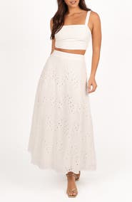 Petal & Pup Camellia Cotton Eyelet Crop Top & Maxi Skirt Set