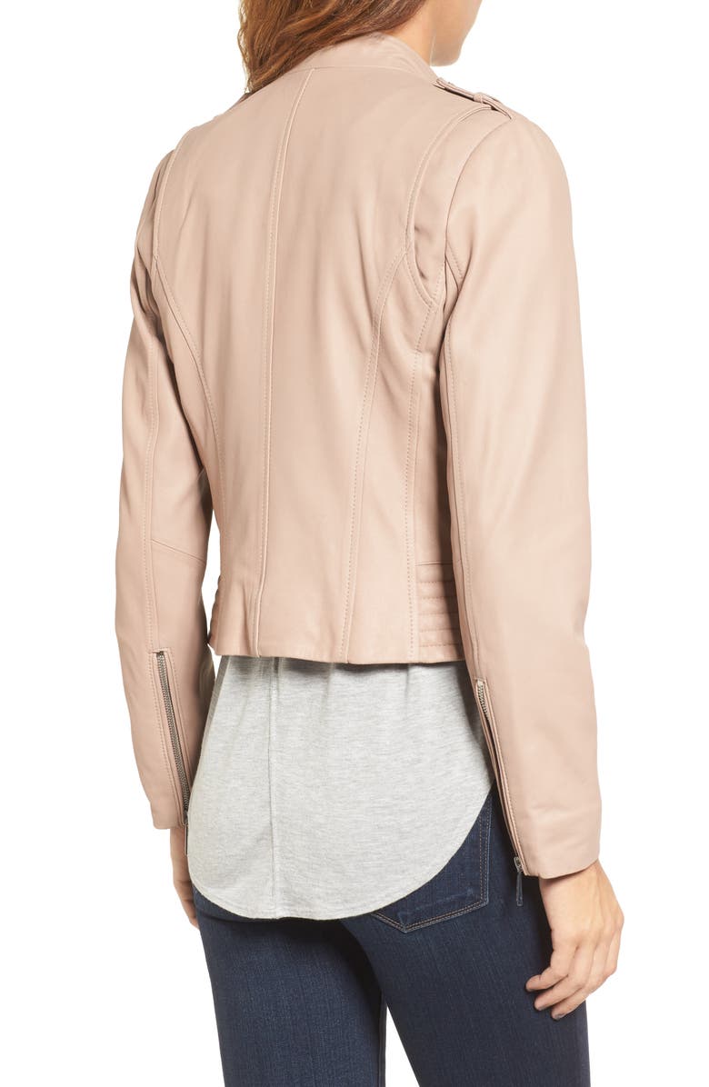 MICHAEL Michael Kors Leather Moto Jacket, Alternate, color,