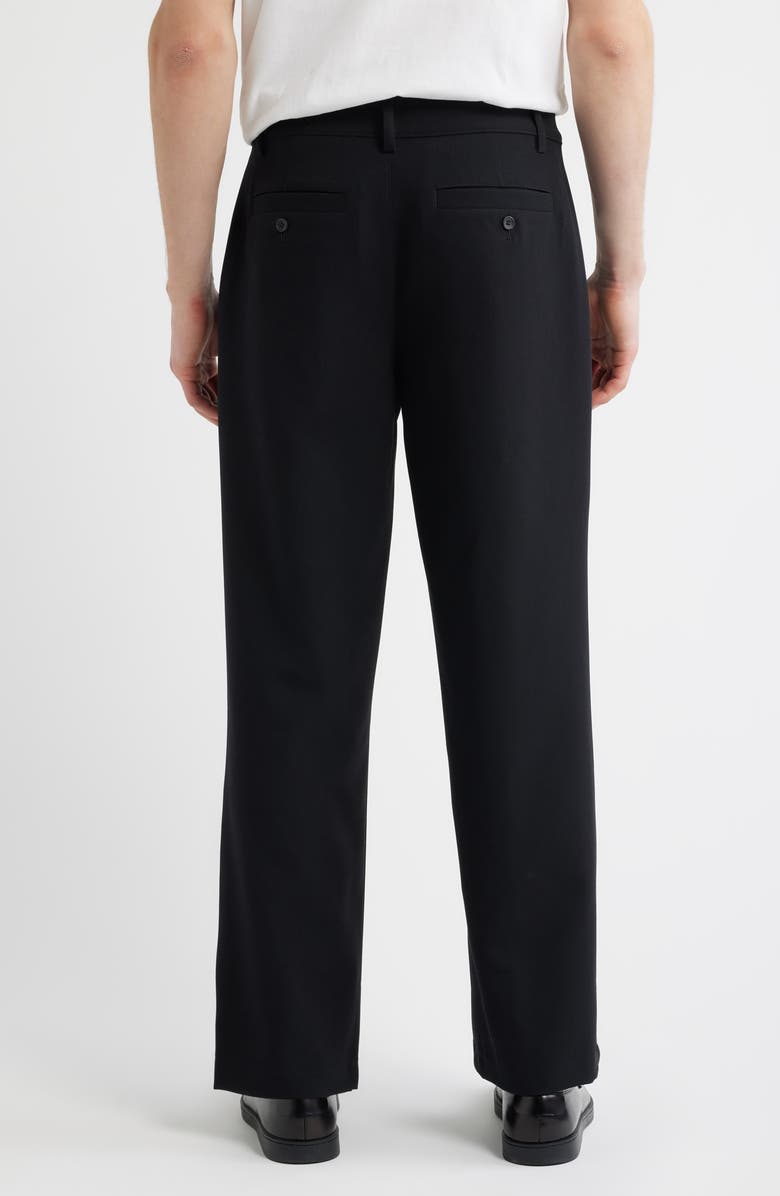 Open Edit Relaxed Pleated Stretch Twill Pants, Alternate, color, Black