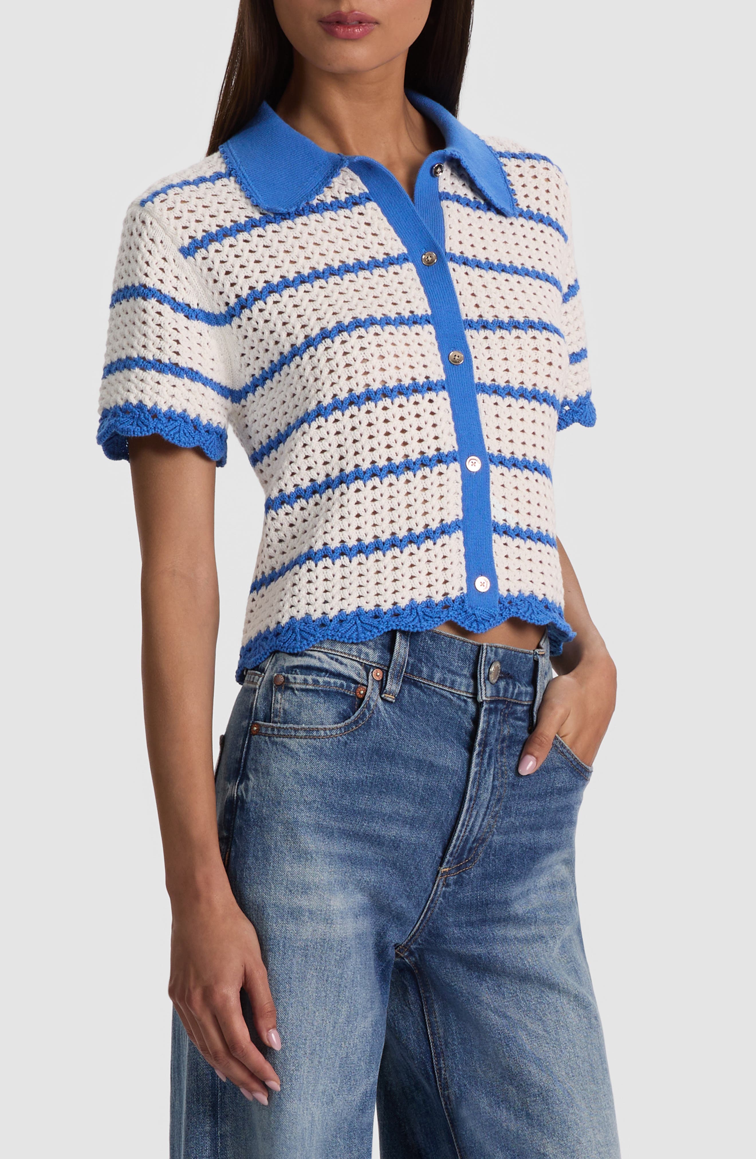 ALICE + OLIVIA Randall Open Stitch Cotton Blend Cardigan (Women