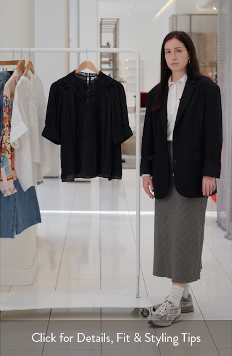 Embroidered Pintuck Lace Top, sales video thumbnail