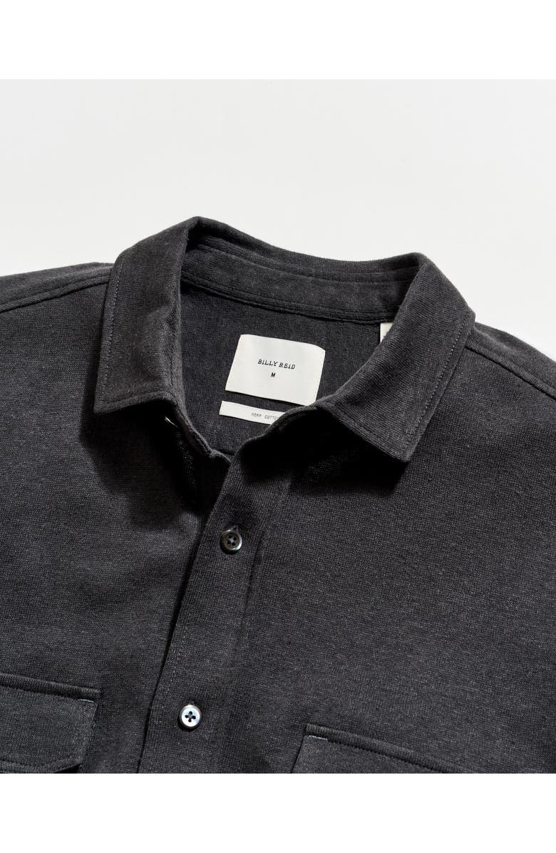Billy Reid Hemp & Cotton Knit Short Sleeve Button-Up Shirt, Alternate, color, Asphalt