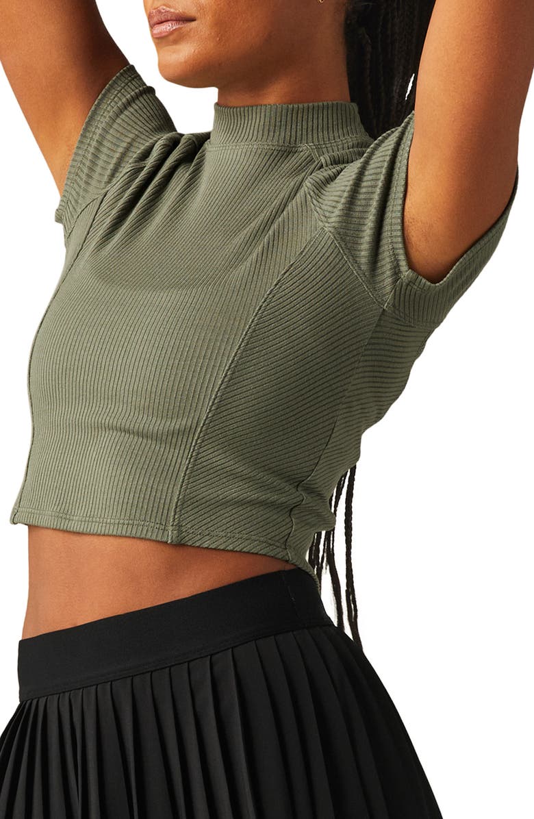 Beyond Yoga Formation Ribbed Crop T-Shirt, Alternate, color, Green Dusk