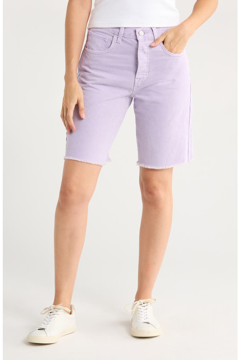 Frayed Denim Bermuda Shorts, Main, color, PURPLE