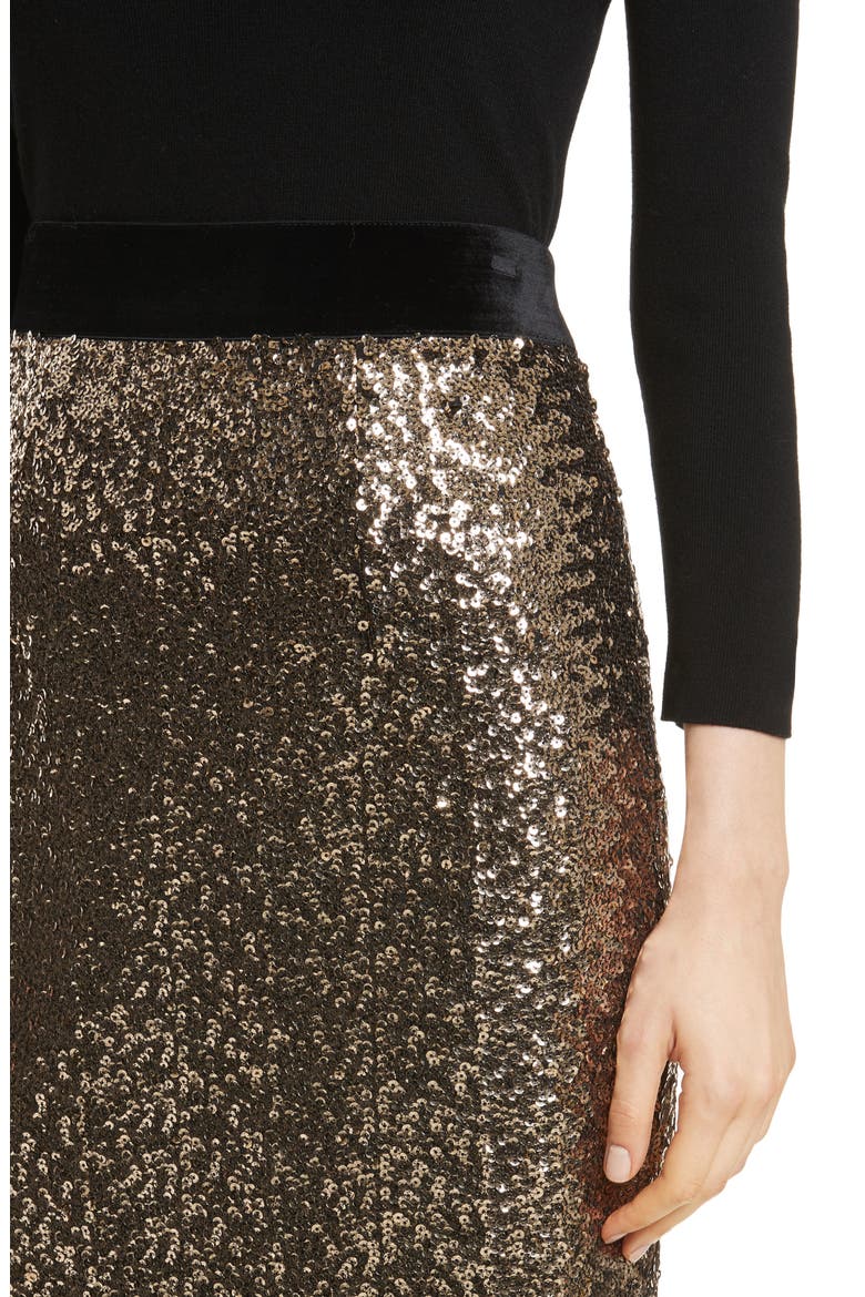 Classic Sequin Pencil Skirt, Alternate, color, ANTIQUE GOLD