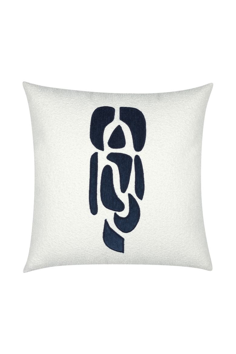 Resonate Hand Applique Velvet & Boucle Indoor & Outdoor Woven Accent Pillow, Main, color, Indigo