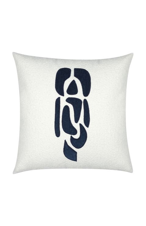 Resonate Hand Applique Velvet & Boucle Indoor & Outdoor Woven Accent Pillow
