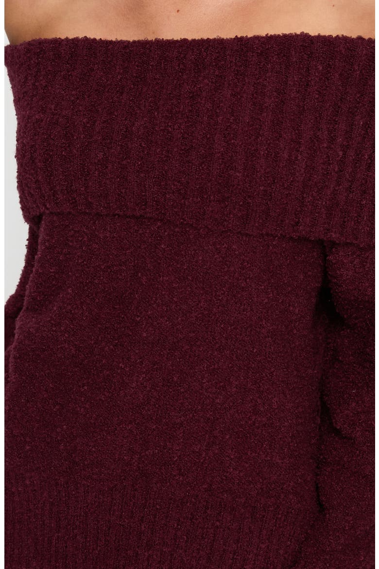 Parkley Off the Shoulder Bouclé Sweater, Alternate, color, BURGUNDY