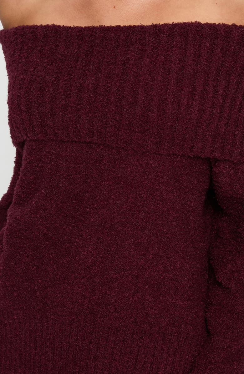 Princess Polly Parkley Off the Shoulder Bouclé Sweater, Alternate, color, Burgundy
