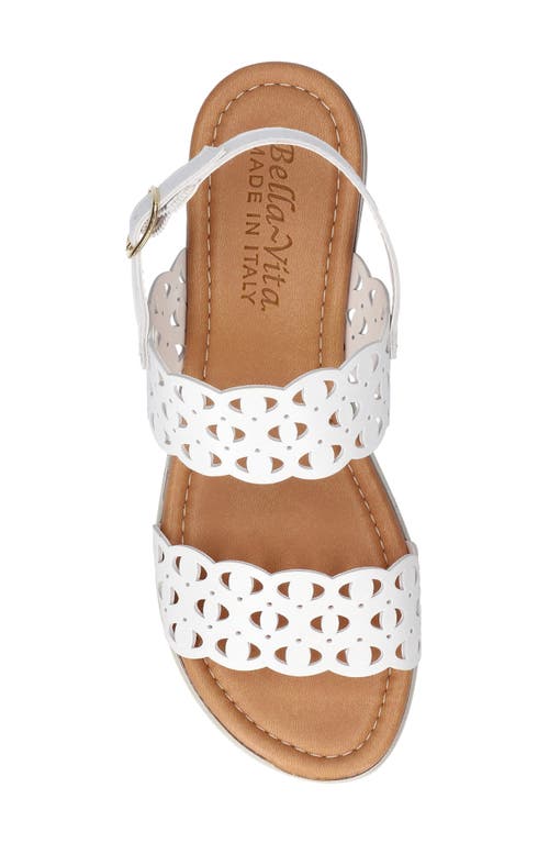 Bella Vita Zoe Italy Perforated Sandal In White Italian Leather