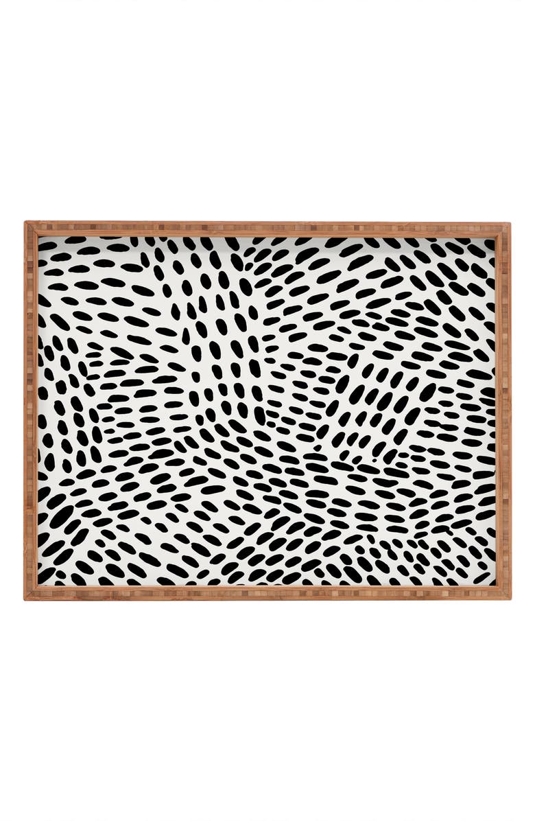 Deny Designs Angelica Minca Dot Lines Black & White Tray, Main, color, 