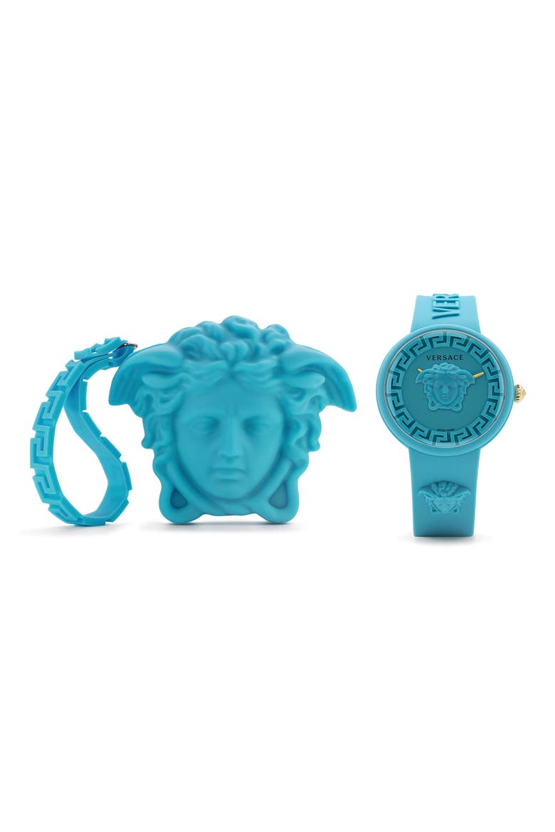 Medusa Pop Silicone Watch, 39mm, Main, color, BLUE