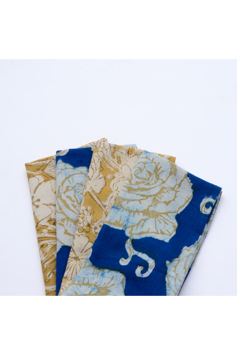 Mix & Match Block Print Cotton Napkins, Alternate, color, Gold