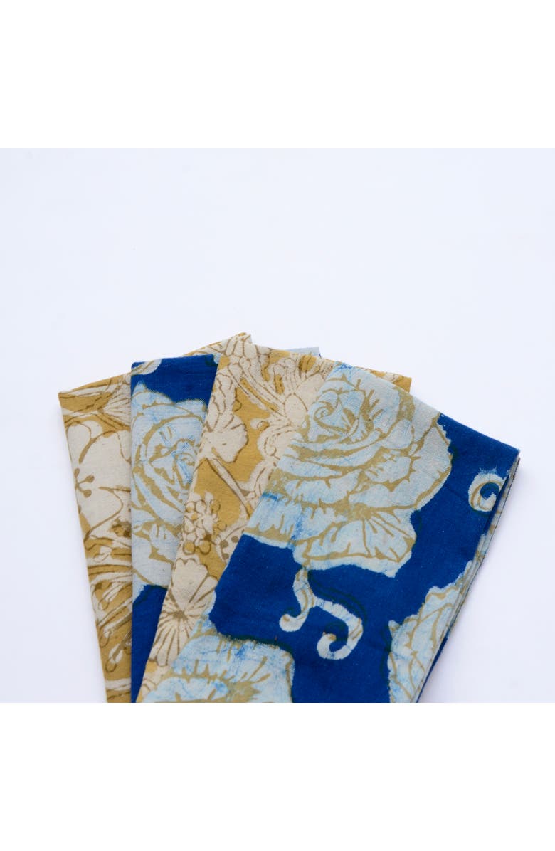 Ichcha Mix & Match Block Print Cotton Napkins, Alternate, color, Gold