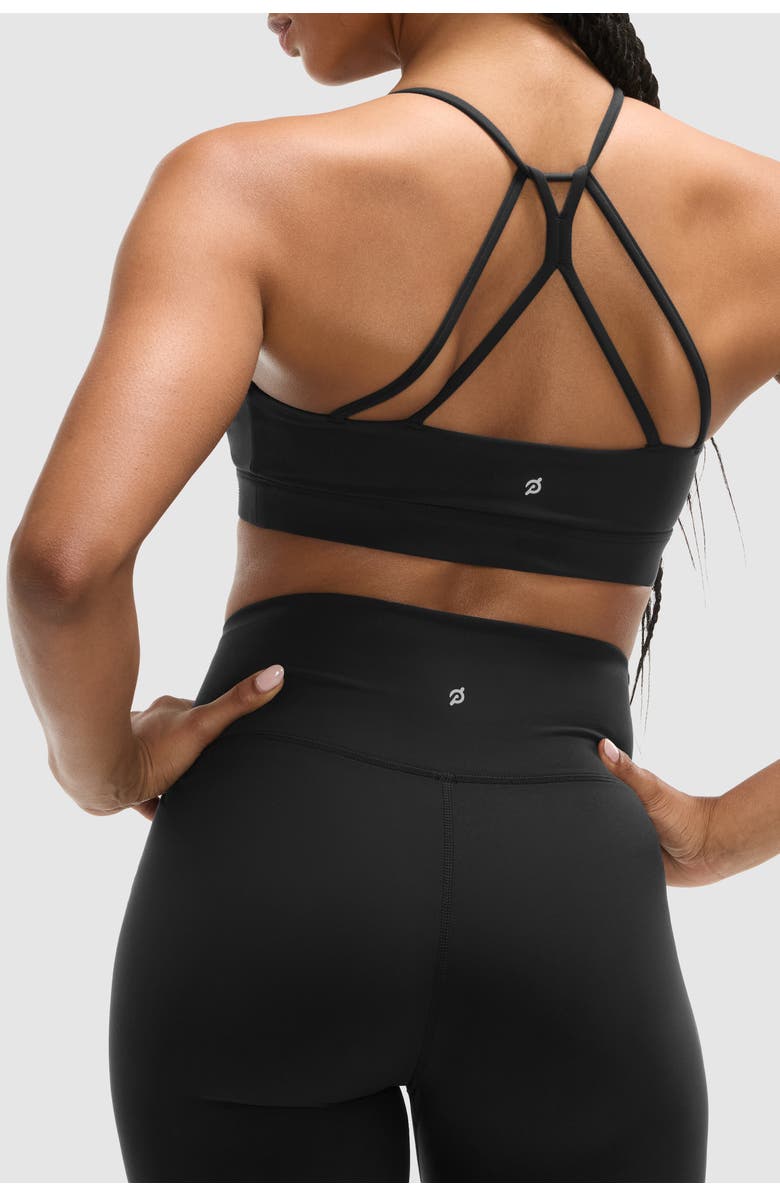 Peloton Cadent V-Neck Strappy Back Bra, Alternate, color, Black