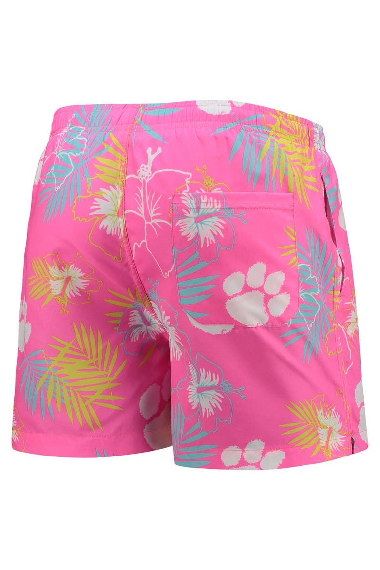 Men's FOCO Pink Clemson Tigers Neon Floral Swim Trunks, Alternate, color, Pink