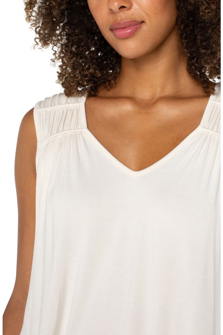 Shirred Sleeveless Knit Top, Alternate, color, WHIPPED CREAM