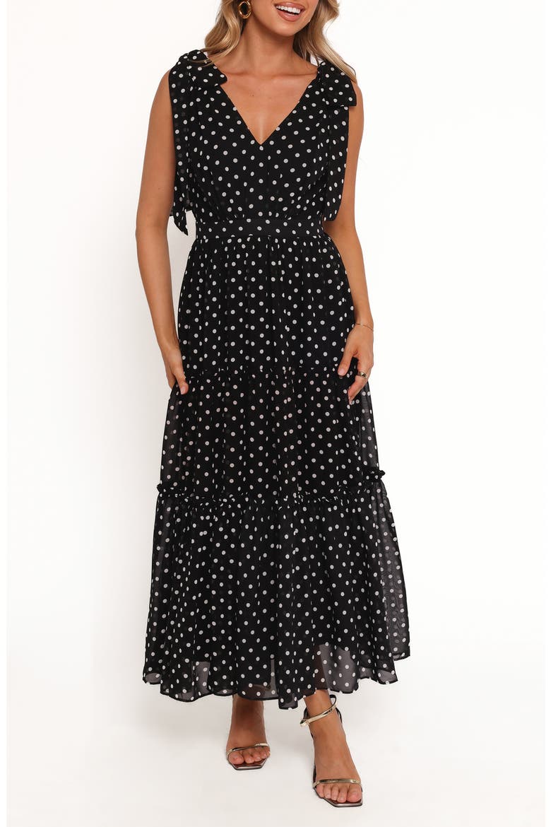 Ada Polka Dot Sleeveless Maxi Dress, Main, color, BLACK POLKA DOT