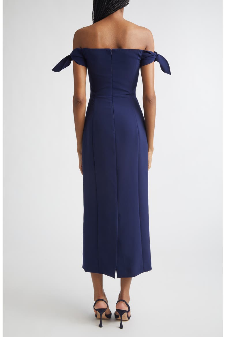 Off the Shoulder Stretch Crepe Column Dress, Alternate, color, MIDNIGHT