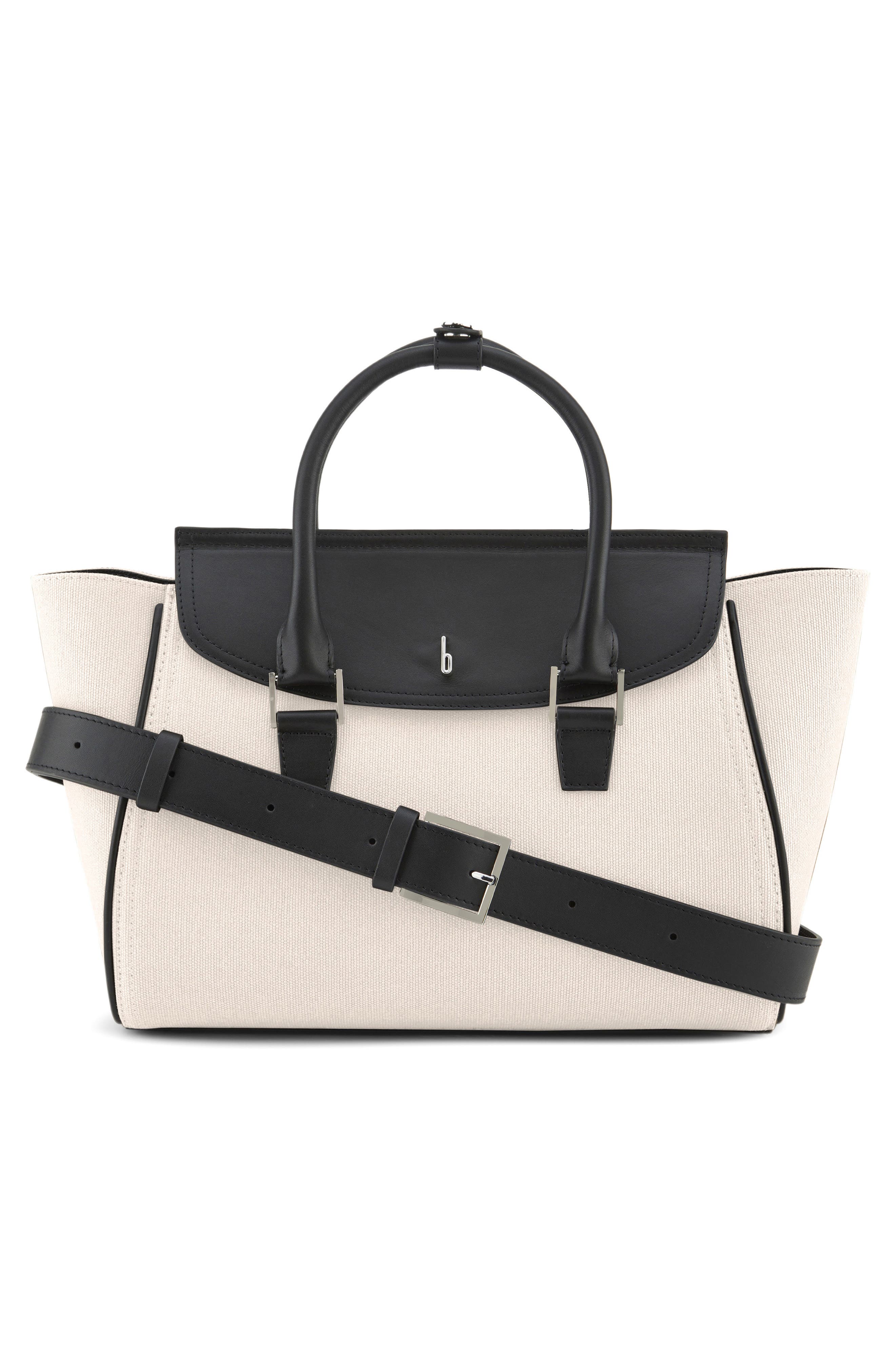 behno Medium Coco Canvas & Leather Satchel, Alternate, color, Sand/ Black