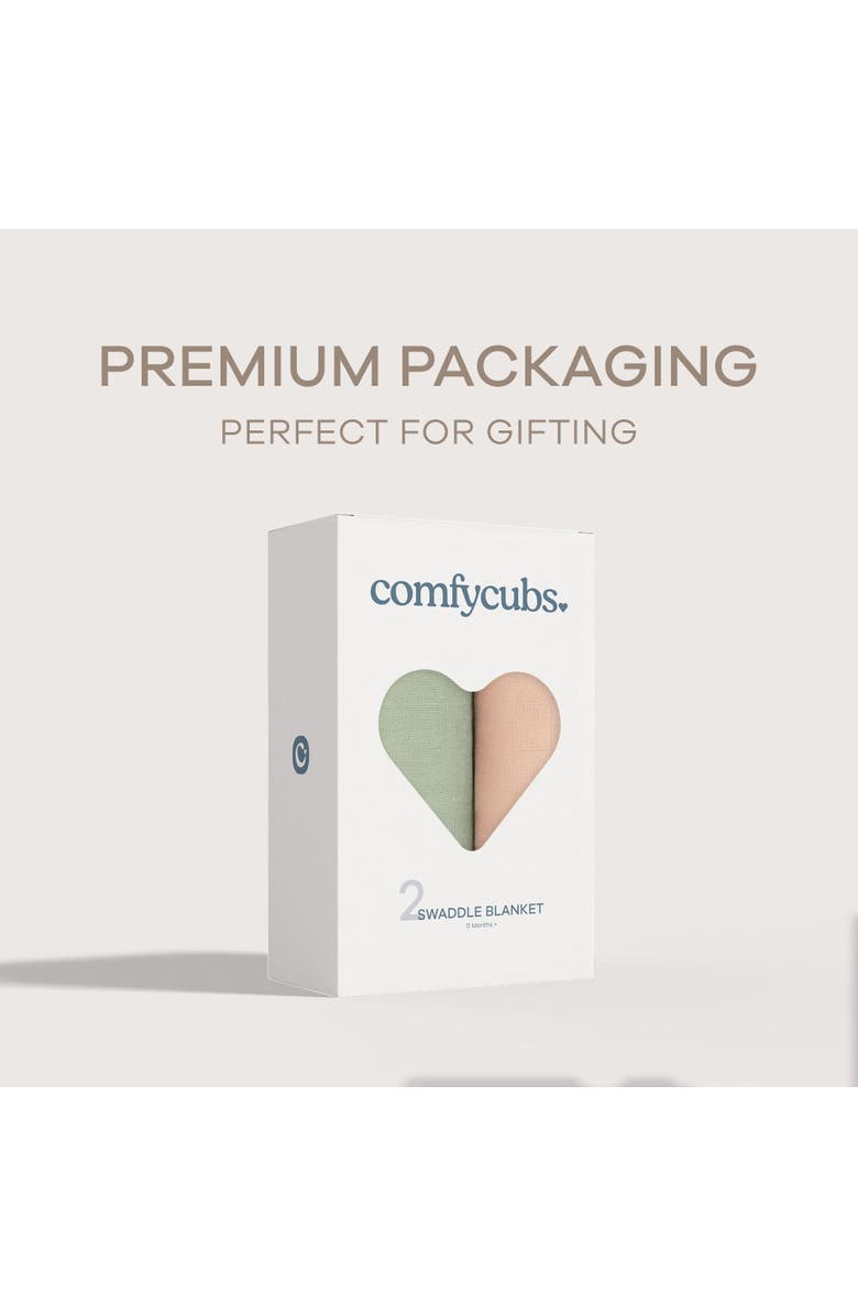 Comfy Cubs Muslin Swaddle Blanket, 2 Pack, Alternate, color, Sage & Blush