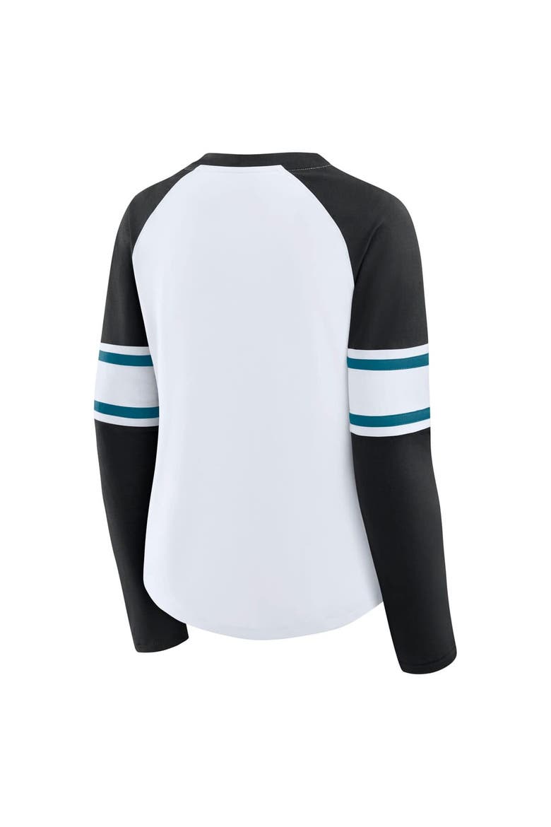 Women's Fanatics White/Black Jacksonville Jaguars Redzone Blitz Package Raglan Lace-Up V-Neck Long Sleeve T-Shirt, Alternate, color, White