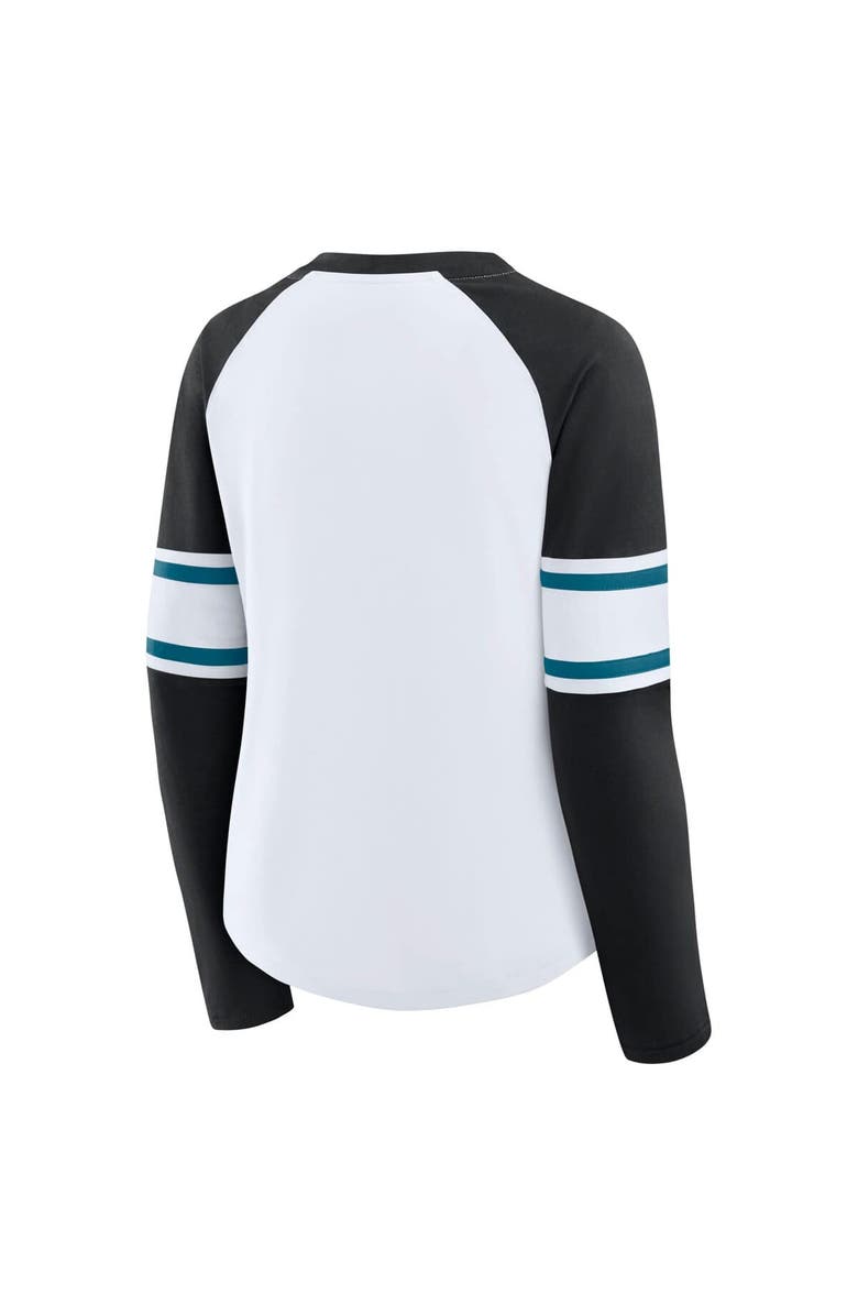 FANATICS Women's Fanatics White/Black Jacksonville Jaguars Redzone Blitz Package Raglan Lace-Up V-Neck Long Sleeve T-Shirt, Alternate, color, White