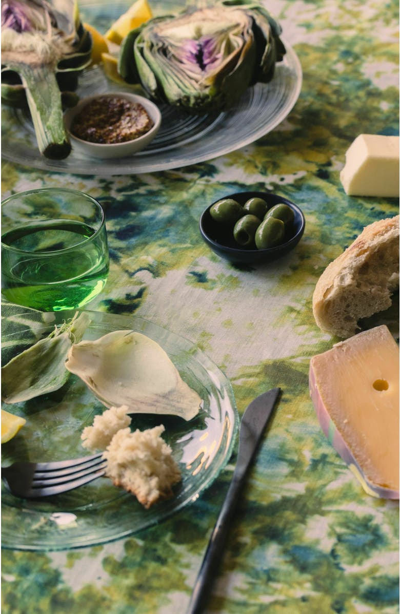 Goldie Home Green Marble Tablecloth, Alternate, color, Gold Trim