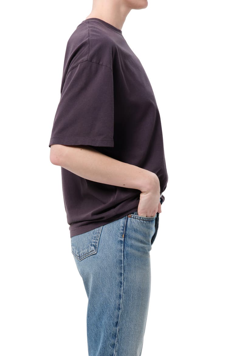 Roma Ruched Sleeve Organic Cotton T-Shirt, Alternate, color, CHARCOAL PURPLE