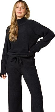 Softies Solid Marshmallow Rib Mock Neck with Long Pant