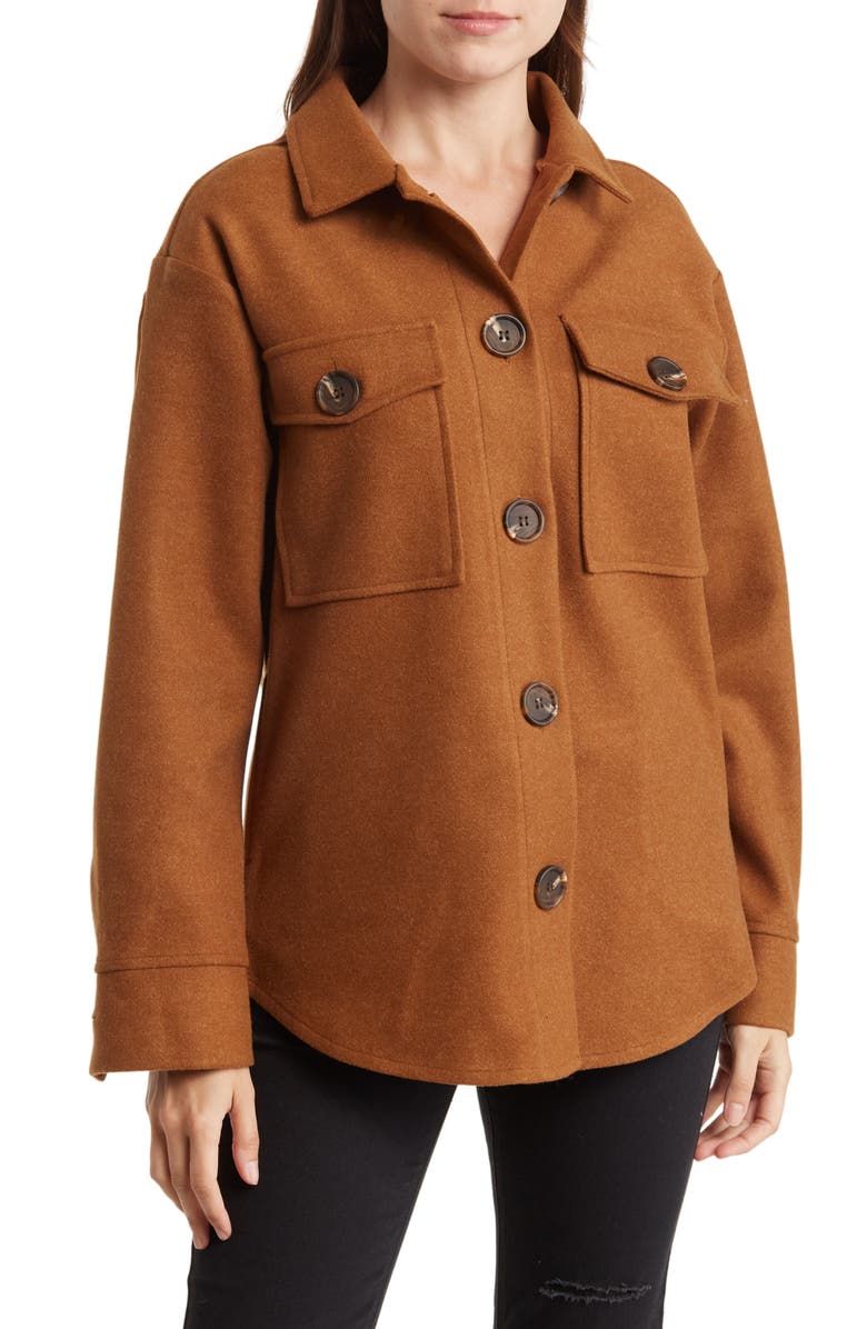 Ookie & Lala Faux Wool Shacket, Alternate, color, Nutmeg