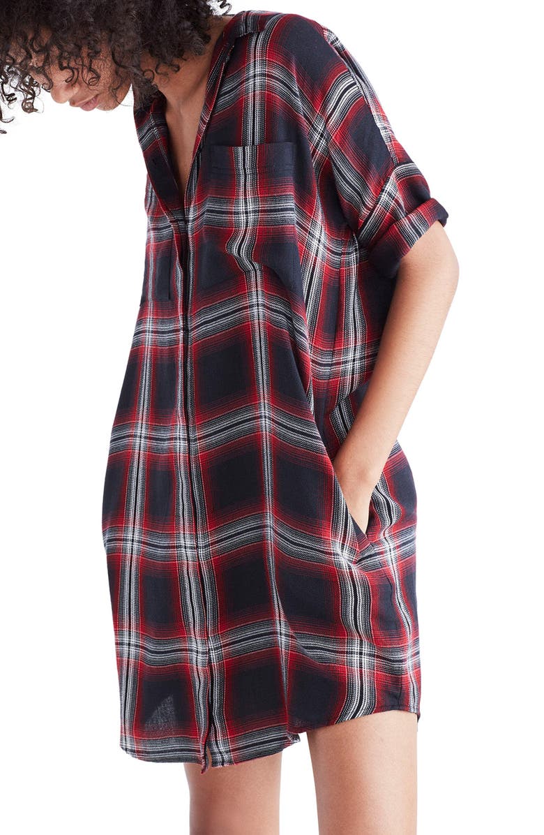 Madewell Courier Plaid Shirtdress, Alternate, color, 