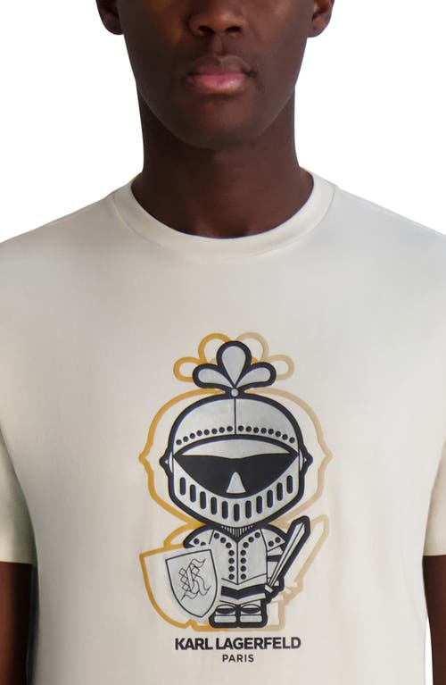 Karl Lagerfeld Paris Outline Karl Amour Cotton Graphic T-shirt In Natural