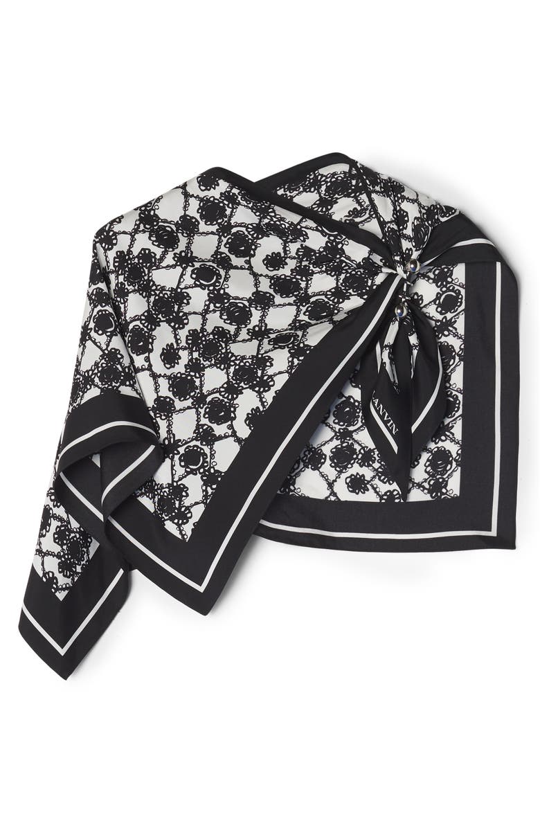 Lanvin Marguerite Motif Top With Jewelry Fastener, Main, color, Ecru/Black