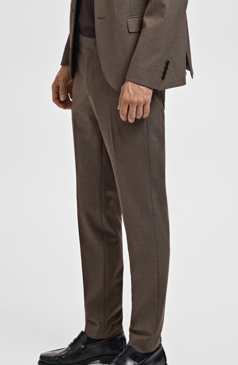 MANGO Slim Fit Flat Front Pants, Alternate, color, Brown